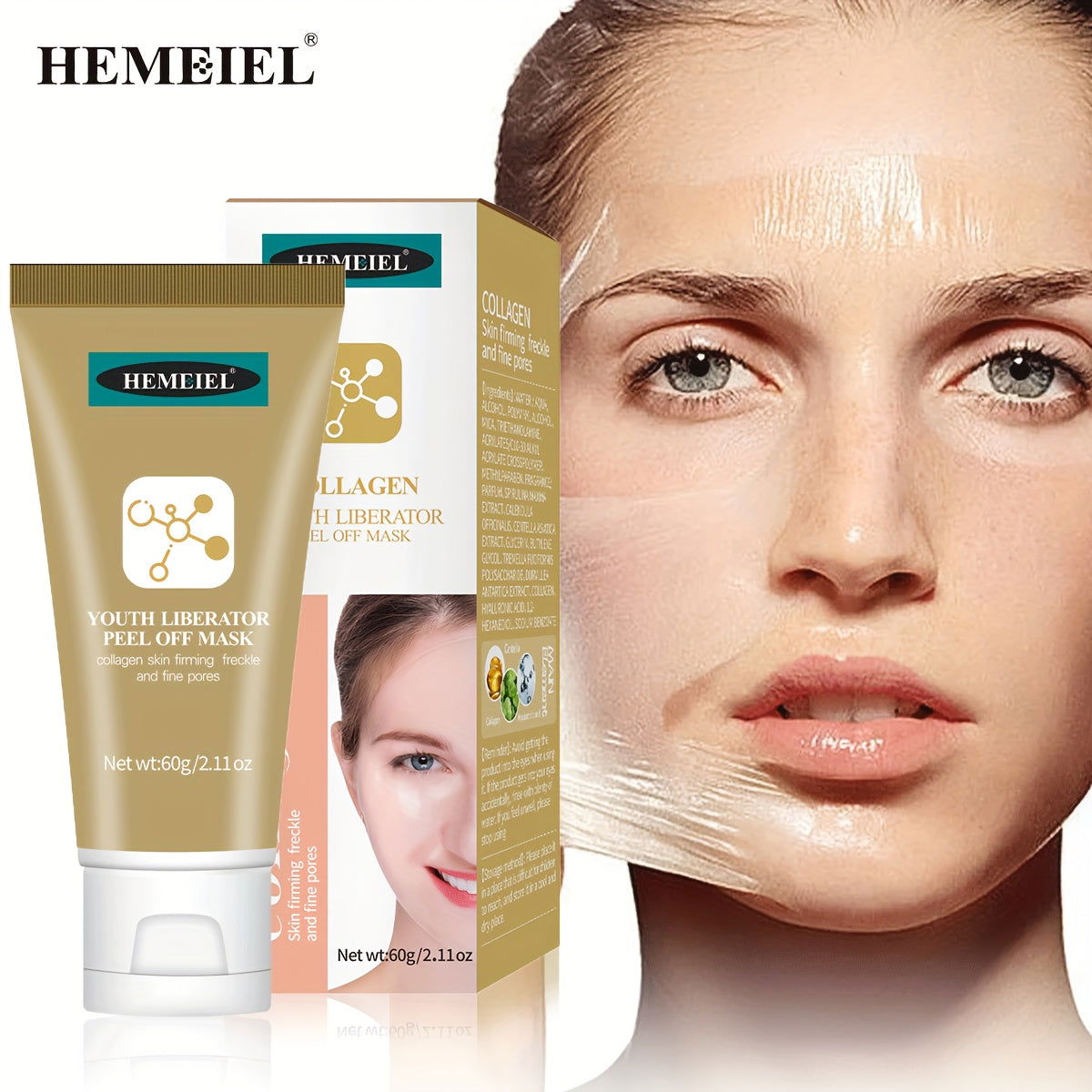 2.12oz Peel Off Mask With Collagen, Moisturizing Deep Cleansing Smearing Mask For Women Skin Care Facial Mask, Unclog Pores, Firming Skin - Hiccupzz