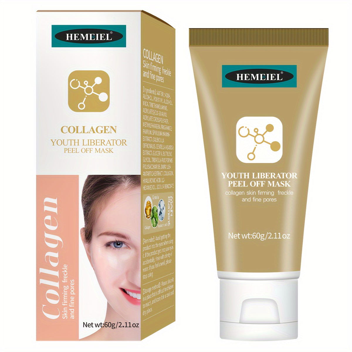 2.12oz Peel Off Mask With Collagen, Moisturizing Deep Cleansing Smearing Mask For Women Skin Care Facial Mask, Unclog Pores, Firming Skin - Hiccupzz