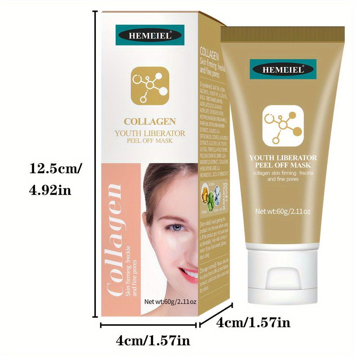2.12oz Peel Off Mask With Collagen, Moisturizing Deep Cleansing Smearing Mask For Women Skin Care Facial Mask, Unclog Pores, Firming Skin - Hiccupzz