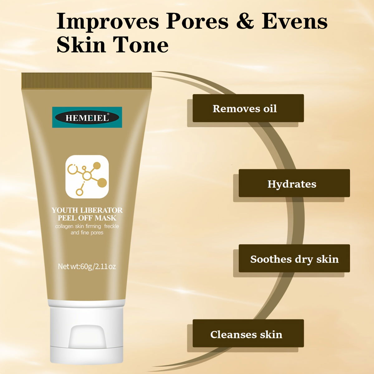 2.12oz Peel Off Mask With Collagen, Moisturizing Deep Cleansing Smearing Mask For Women Skin Care Facial Mask, Unclog Pores, Firming Skin - Hiccupzz
