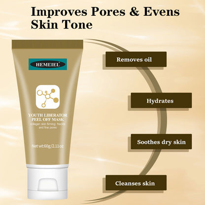 2.12oz Peel Off Mask With Collagen, Moisturizing Deep Cleansing Smearing Mask For Women Skin Care Facial Mask, Unclog Pores, Firming Skin - Hiccupzz