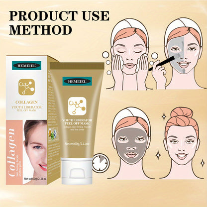 2.12oz Peel Off Mask With Collagen, Moisturizing Deep Cleansing Smearing Mask For Women Skin Care Facial Mask, Unclog Pores, Firming Skin - Hiccupzz