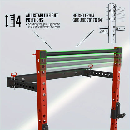 2.36" X 2.36" Folding Wall-Mounted Squat Rack, 800lbs Capacity with Pull-Up Bar & Attachments - Hiccupzz