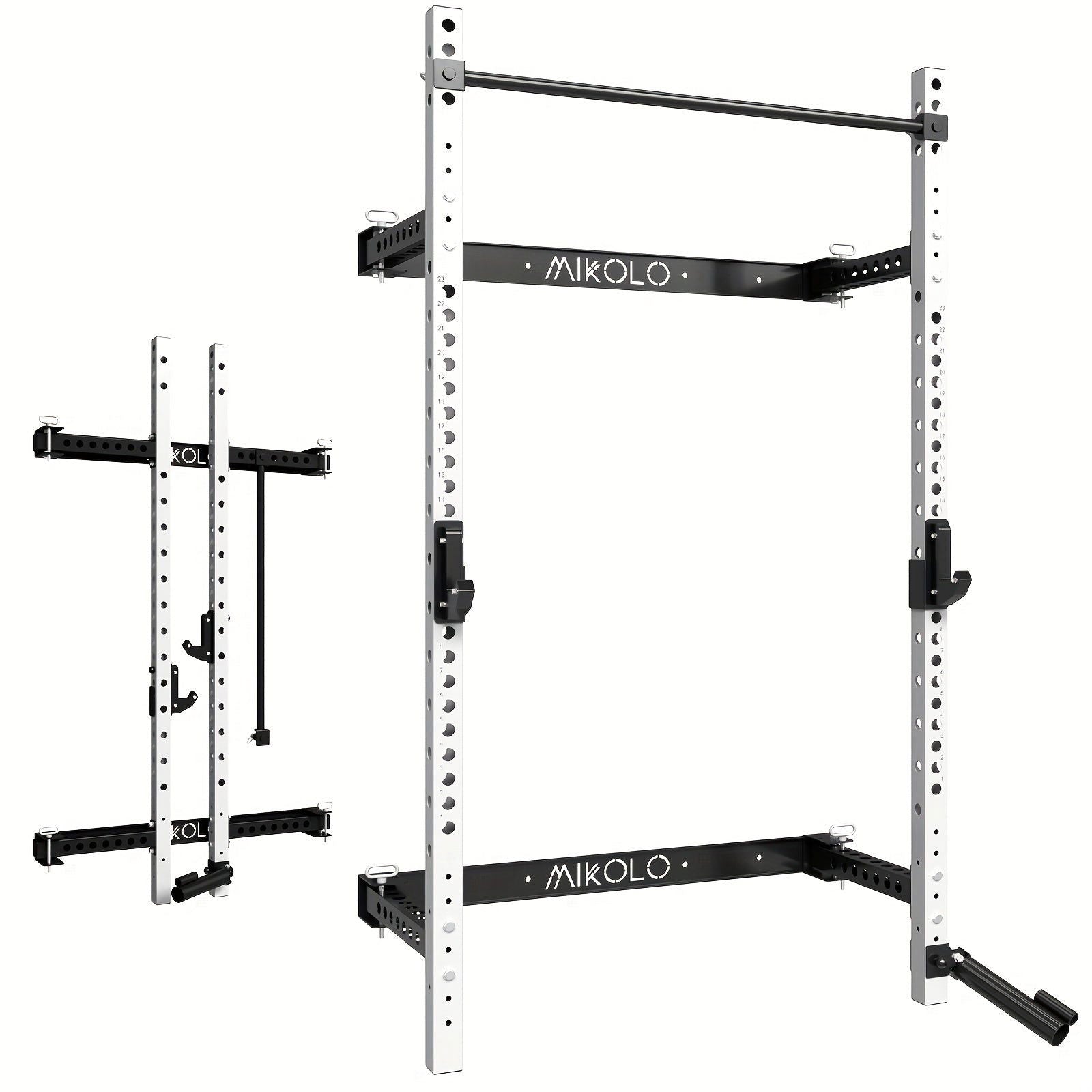 2.36" X 2.36" Folding Wall-Mounted Squat Rack, 800lbs Capacity with Pull-Up Bar & Attachments - Hiccupzz