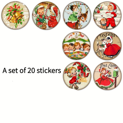 20-Pack Vintage Christmas Character Stickers for Scrapbooking and Gift Wrapping - Hiccupzz
