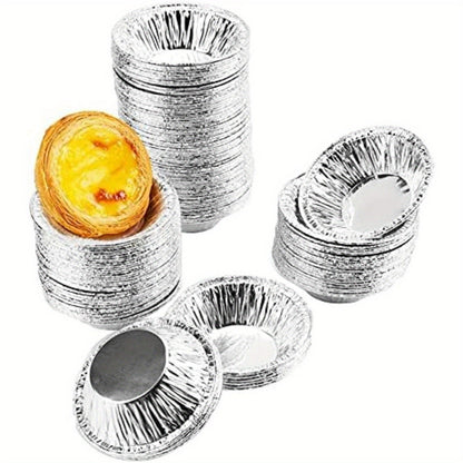 200Pcs Aluminum Foil Tart Pan Egg Tart Pan Freezer & Oven Safe Disposable Round Egg Tart Tin Foil Pans for Baking Supplies - Hiccupzz