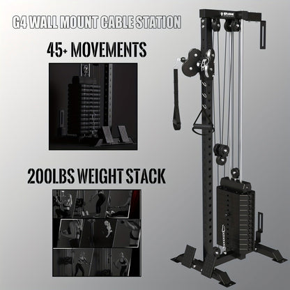 200lb Weight Stack Cable Crossover Machine - Wall-Mounted Dual Pulley System with 27 Positions & Pull-Down Station - Hiccupzz