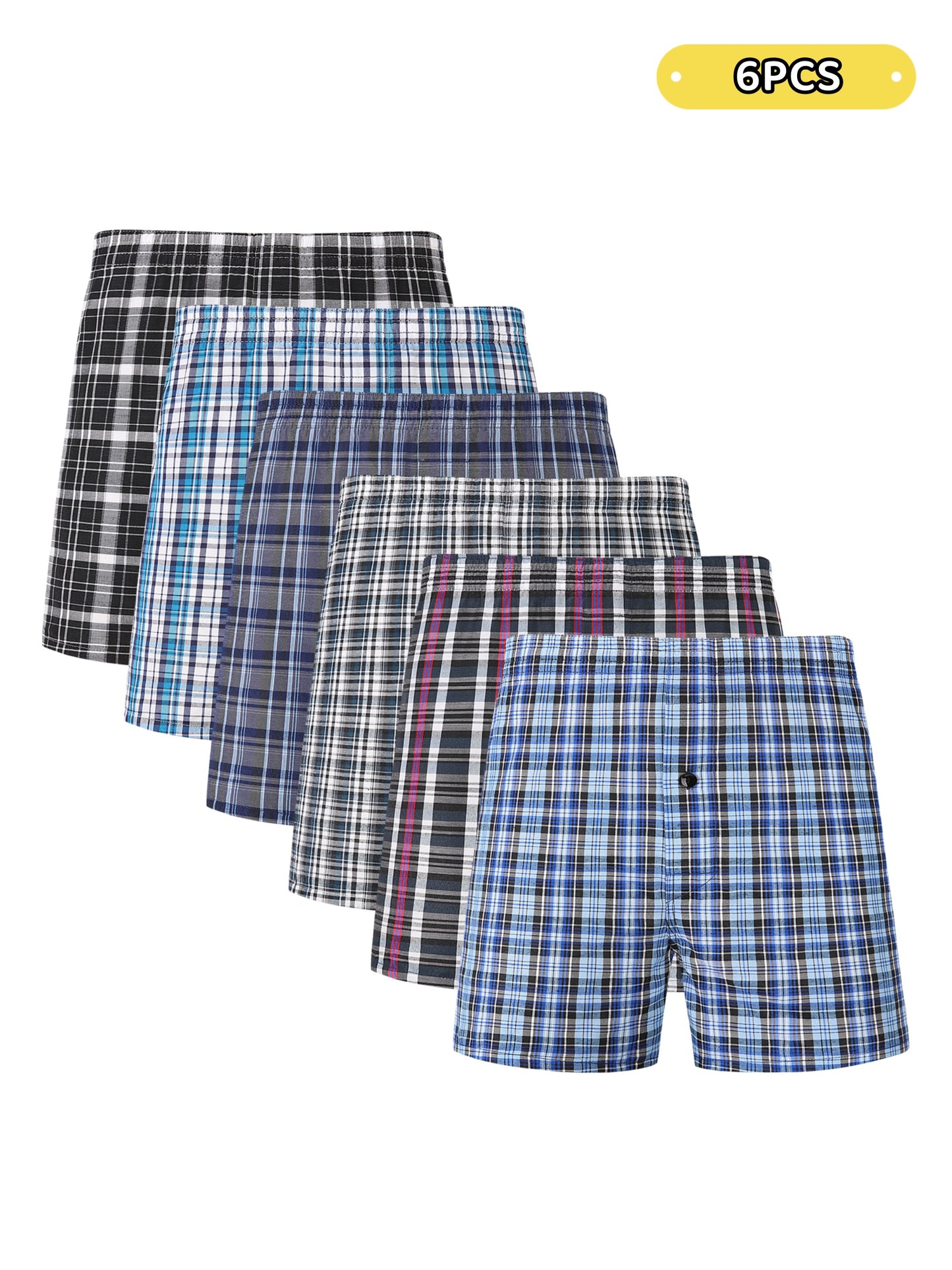 JupiterSecret Men's Woven Boxer Shorts - 6/10-Pack, Elastic Waistband, Random Colors