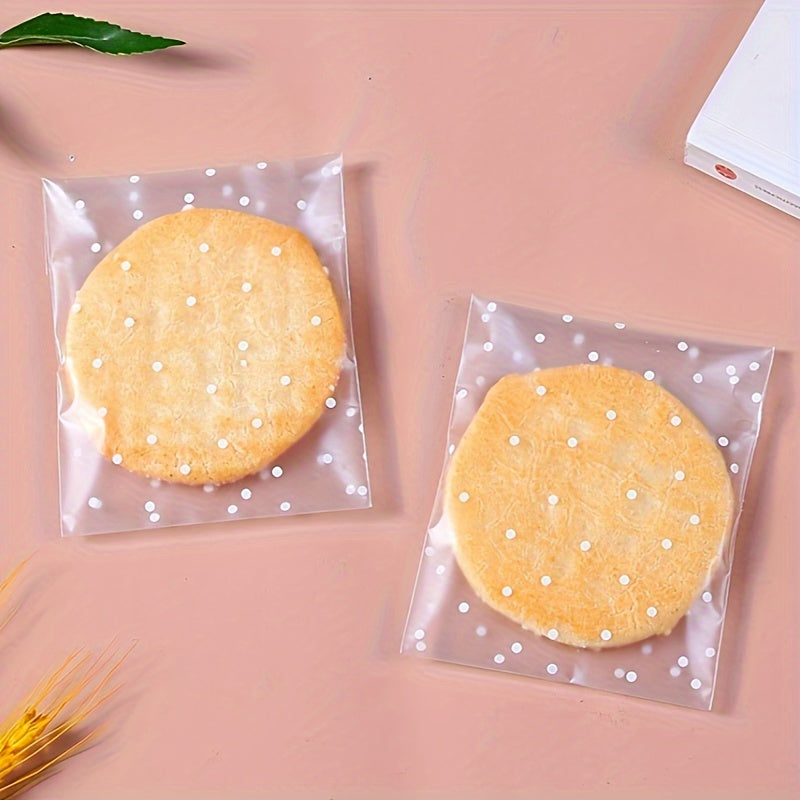 100 Pieces Cute Dot Candy Packaging Bags (10cm x 10cm) – Large Frosted Dot-Shaped Bags, High-Quality Biscuit and Holiday Gift Bags