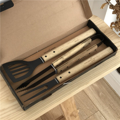Barbecue Grill Fork, Shovel with Wooden Handle, Stainless Steel Grill Tongs 3pcs / set - Hiccupzz