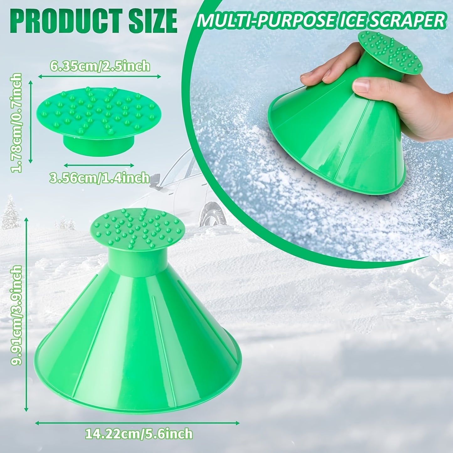 4 Pcs Magic Ice & Snow Scraper Set - Easy-to-Use Cone Tool for Car Windshields, Trucks & Vehicles