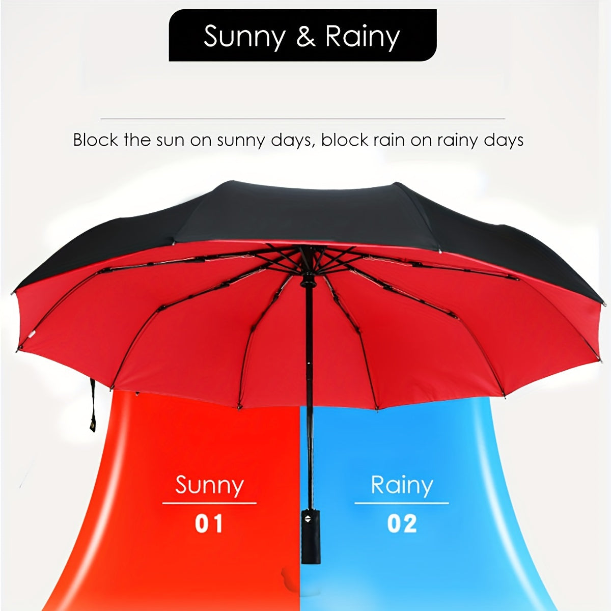 Three-Fold Automatic Folding Umbrella, Windproof, Reinforced Thickened Design