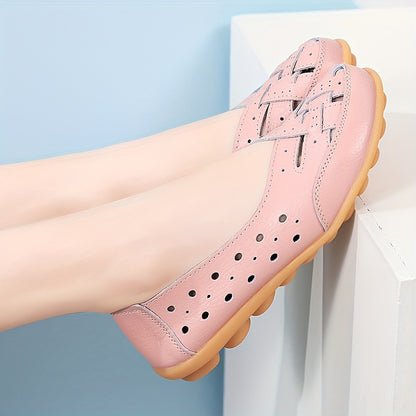 Women's Hollow Out Breathable Slip-On Flats, Casual All-Match Daily Shoes - Hiccupzz