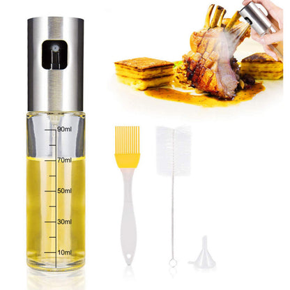 Stainless Steel Grill Kitchen Cooking Oil Spray Bottle With Scale - Hiccupzz