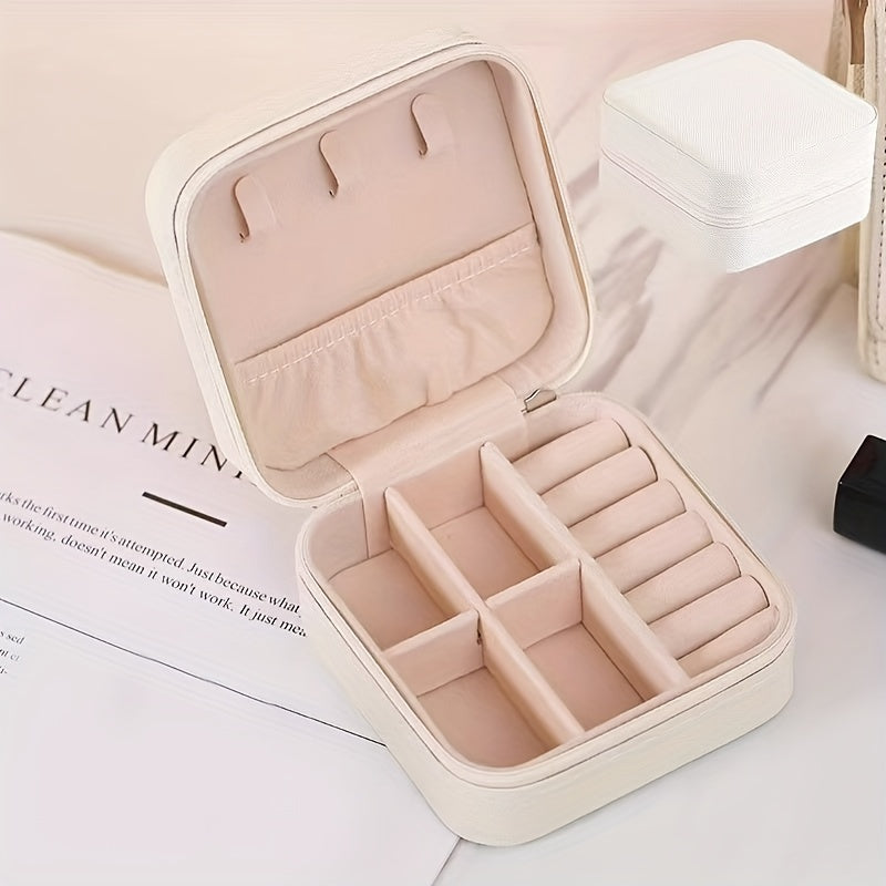 Simple Mini Portable Jewelry Box, Travel Storage Case, Multifunctional Organizer