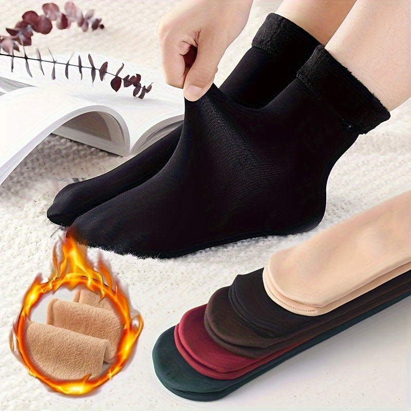 6 Pairs Unisex Thermal Socks - Ultra-Warm, Fleece-Lined, Mid-Calf Boot Socks for Cold Weather