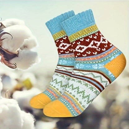5 Pairs Women's Winter Knitted Socks - Thick, Warm, Soft, for Hiking, Skiing, Outdoor & Casual Wear - Hiccupzz