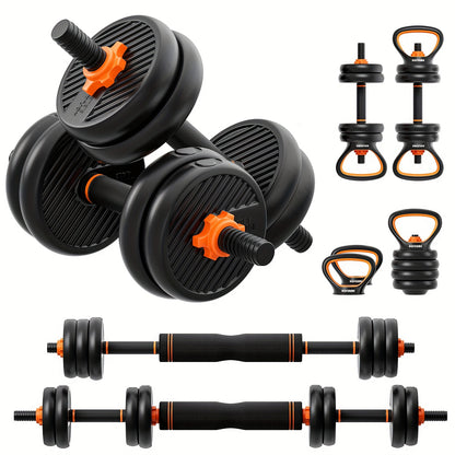 Adjustable 4-in-1 Dumbbell Set (77lbs/55lbs/33lbs) - Converts to Barbell, Kettlebells, Push-Up Stand - Home Gym Fitness Equipment for Men & Women - Hiccupzz