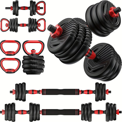 Adjustable Dumbbell Set: 20-90lbs, 4-in-1 Weight Set for Home Gym, Barbell, Kettlebell, Push-up, Men & Women Fitness Workout Equipment - Hiccupzz