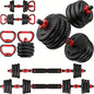 Adjustable Dumbbell Set: 20-90lbs, 4-in-1 Weight Set for Home Gym, Barbell, Kettlebell, Push-up, Men & Women Fitness Workout Equipment - Hiccupzz