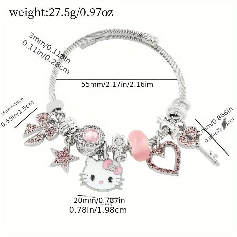 Licensed Sanrio Hello Kitty Bracelets, Creative Cartoon Bangles For Girls, Sweet Gifts For Girls