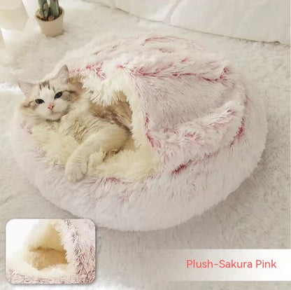 2 In 1 Dog And Cat Bed Pet Winter Bed Round Plush Warm Bed House Soft Long Plush Pets Bed Pet Products - Hiccupzz