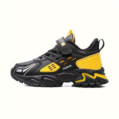 Stylish Boys' Thick-Soled Sneakers with Hook & Loop, Comfortable for Sports and Outdoor Activities. - Hiccupzz