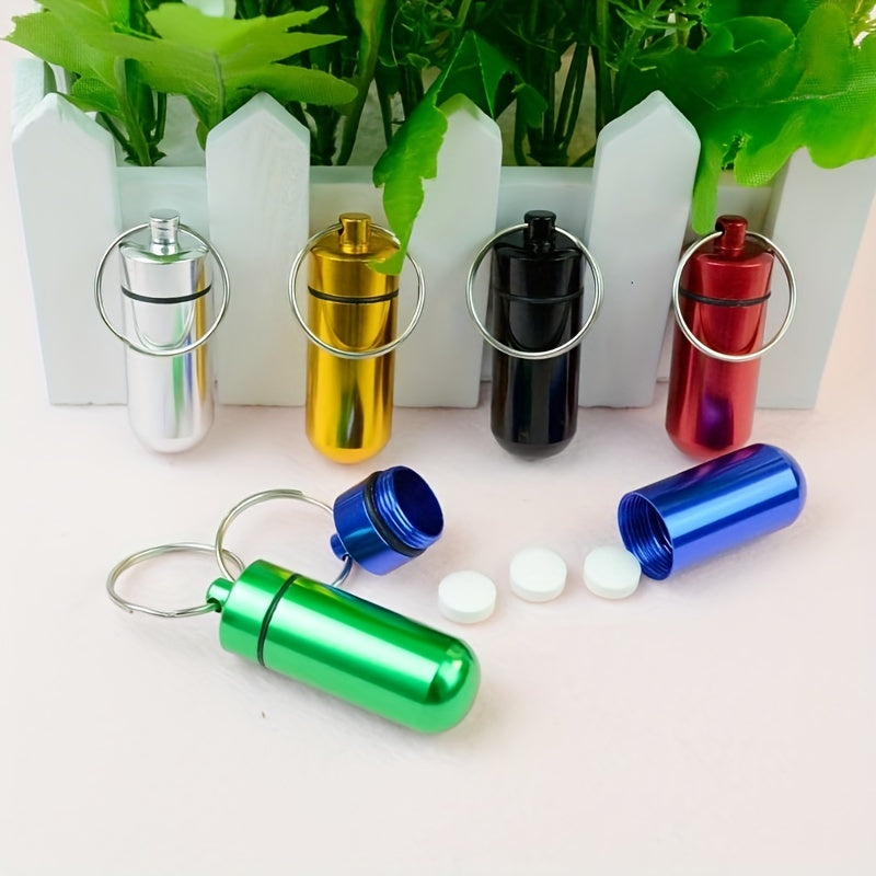 Premium Aluminum Alloy Mini Storage Canister Keychain: Portable Floating Design with Secure Clip for Outdoor Travel, Hiking, and Camping (Waterproof with Rubber Seal)