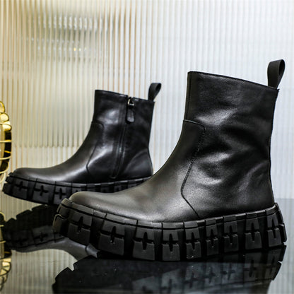Thick Sole Mid Top Motorcycle Boots - Hiccupzz
