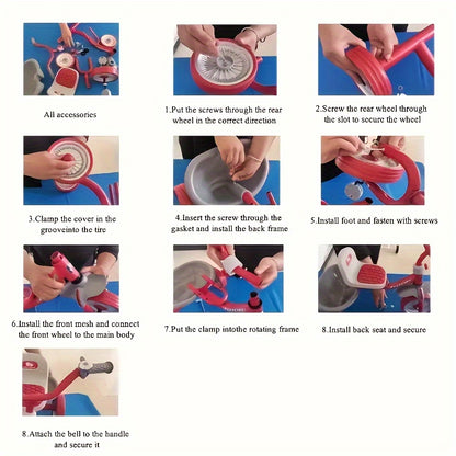 1 Pc Toddler Tricycle - Easy-Glide 3-Wheel Design, Kid-Friendly Non-Slip Tires for Indoor & Outdoor