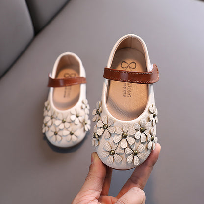 Girls' Small Leather Shoes, Female Babies, Flower Single Shoes, Soft Soles, Little Girls - Hiccupzz