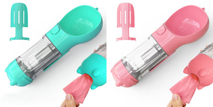 Pet Water Bottle Feeder Bowl Garbage Bag Storage Portable Pet Outdoor Travel 3 In 1 Dog Water Bottle - Hiccupzz