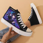 Women's Anime Beauty Print Shoes, Lace Up Comfy Platform Daily Skate Shoes, Lightweight High-top Canvas Shoes - Hiccupzz