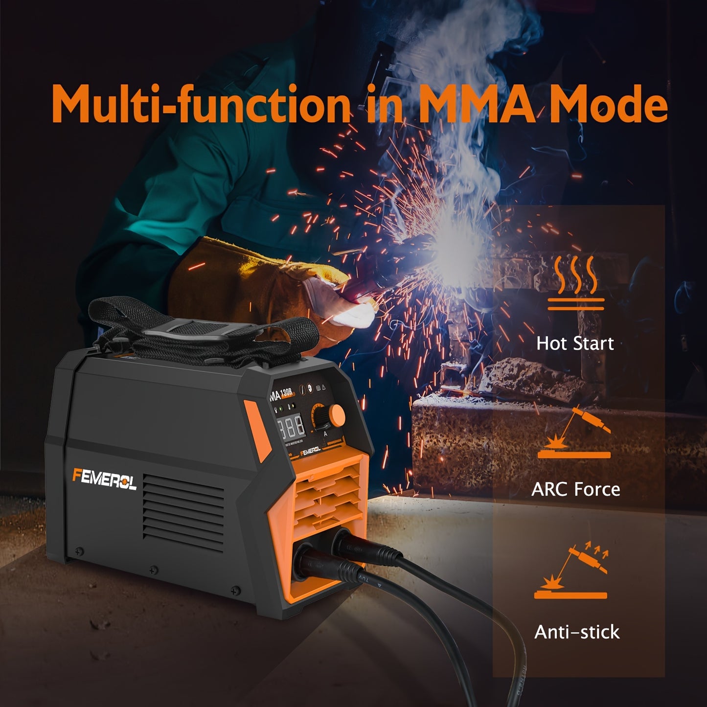 130A Stick Welder, Mini and Portable MMA Welder Hot Start 110V ARC Welding Machine Digital Display IGBT Inverter Welder