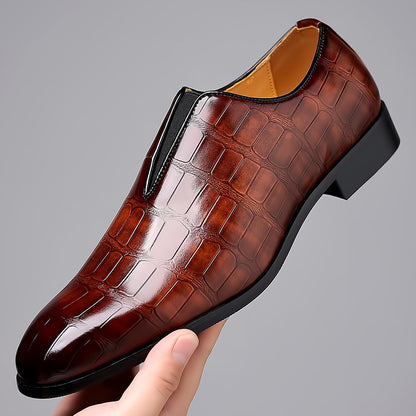Stone Pattern Casual Leather Shoes Breathable Slip On - Hiccupzz