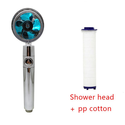 Shower Head Water flow 360 Degrees Rotating With Small Fan ABS Rain High Pressure Spray Nozzle Bathroom Accessories - Hiccupzz