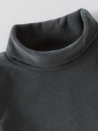 3 Pcs Boys' Fleece-Lined Turtleneck Sweaters - Soft, Warm Knit Pullovers for Fall/Winter - Hiccupzz