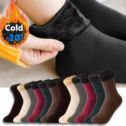 6 Pairs Unisex Thermal Socks - Ultra-Warm, Fleece-Lined, Mid-Calf Boot Socks for Cold Weather - Hiccupzz