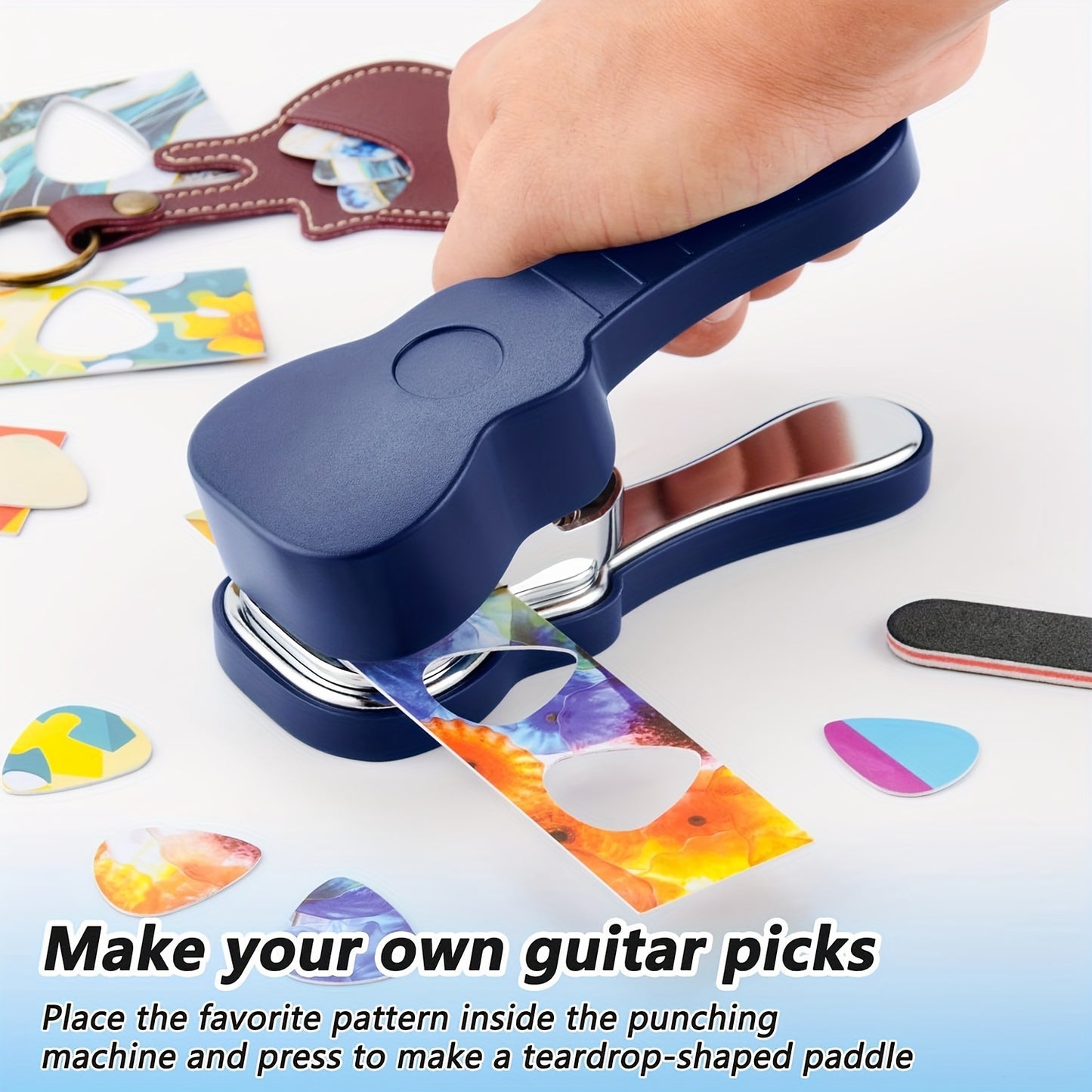 Bass Guitar Pick Punch Kit – Includes 15 Variety Pick Strips, Medium Guitar Pick Maker, Perfect Unique Gift for Guitar Lovers