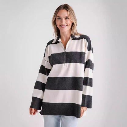 Women's Half Zip Turtleneck Pullover Long Sleeve - Hiccupzz