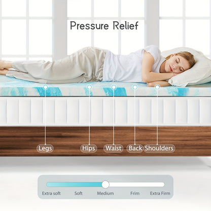 Gel-Infused Cooling Memory Foam Mattress Topper - 2 Inch Thick for Sleeper Sofa - Hiccupzz