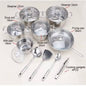 18-Piece Stainless Steel Cookware Set – Household Kitchen Soup Pot Set (16–26 cm)