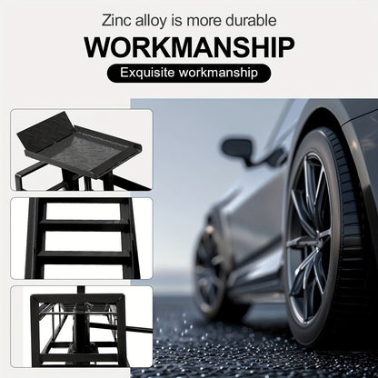 2 Pcs Heavy Duty Hydraulic Truck Ramp, 5T/11,000Lbs Capacity, Steel Auto Wheel Platform for Vehicle Maintenance, Garage, Black - Hiccupzz