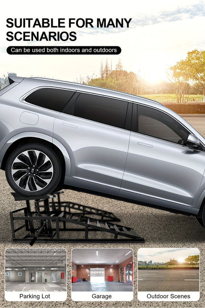 2 Pcs Heavy Duty Hydraulic Truck Ramp, 5T/11,000Lbs Capacity, Steel Auto Wheel Platform for Vehicle Maintenance, Garage, Black - Hiccupzz