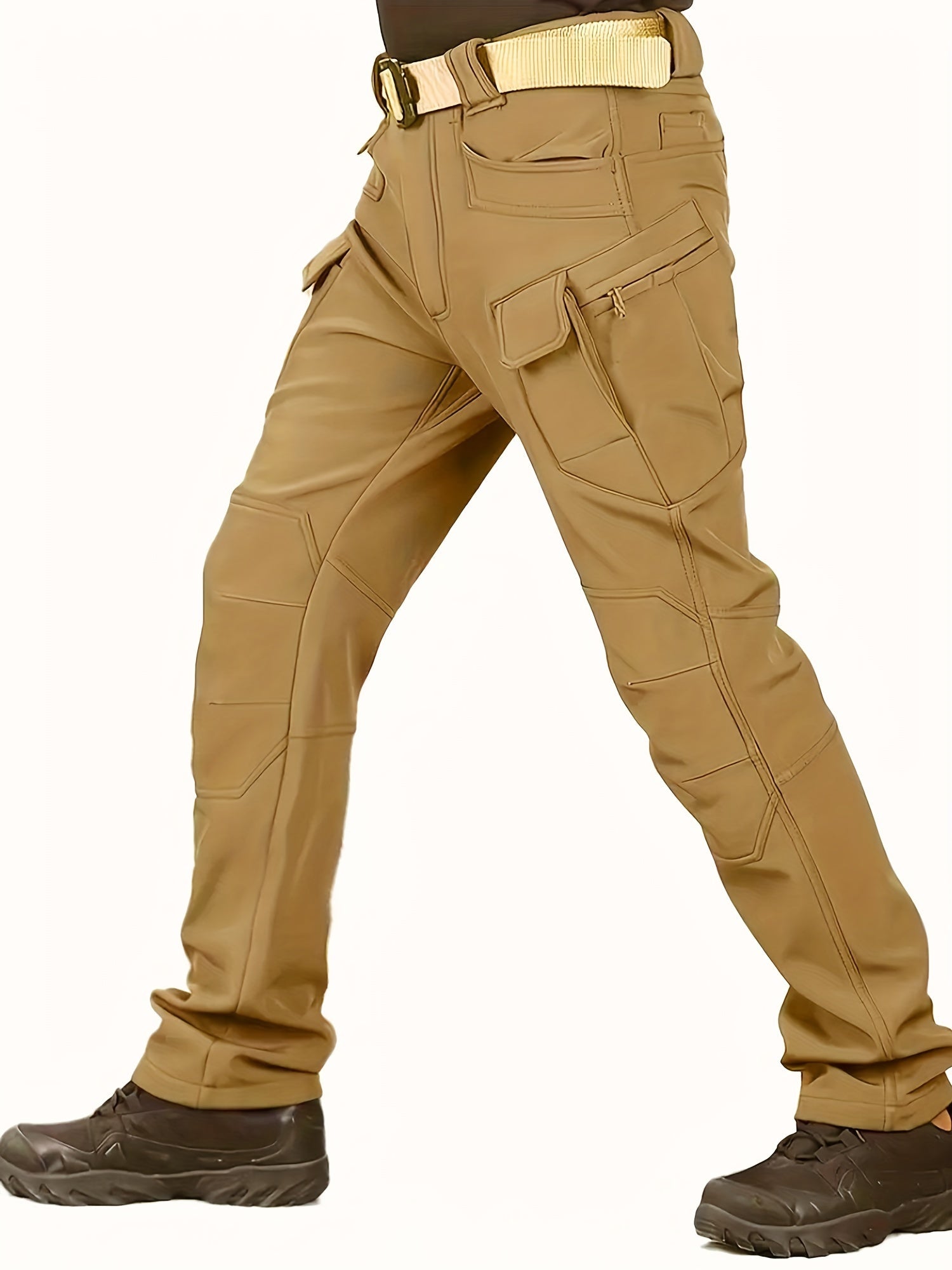 2 Pcs Men's Fleece-Lined Thermal Cargo Pants - Waterproof, Windproof, Multi-Pocket Tactical Pants for Winter Outdoor Activities - Hiccupzz