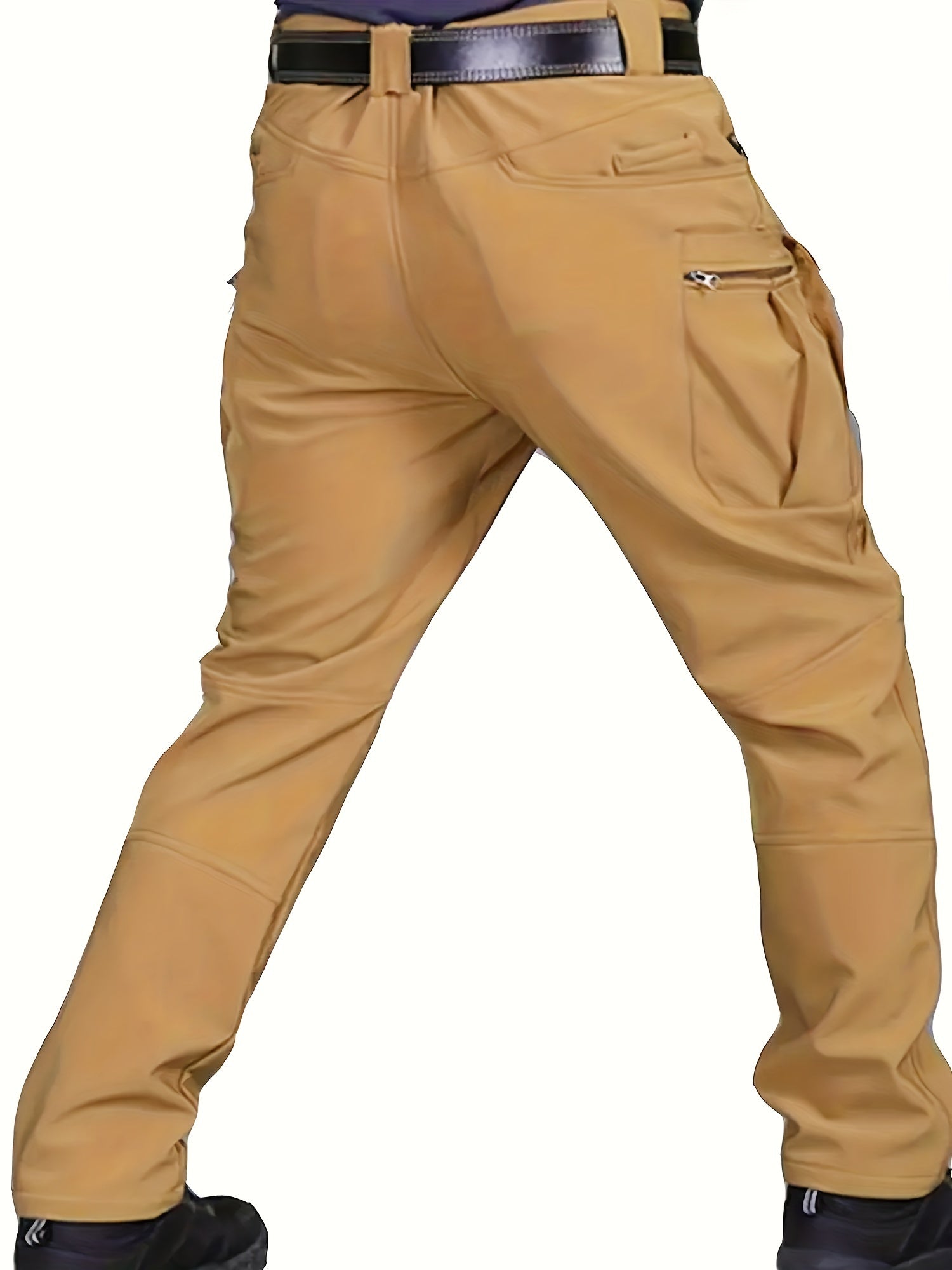 2 Pcs Men's Fleece-Lined Thermal Cargo Pants - Waterproof, Windproof, Multi-Pocket Tactical Pants for Winter Outdoor Activities - Hiccupzz