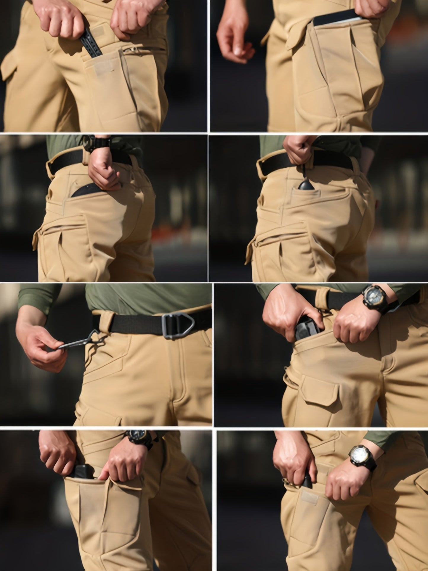2 Pcs Men's Fleece-Lined Thermal Cargo Pants - Waterproof, Windproof, Multi-Pocket Tactical Pants for Winter Outdoor Activities - Hiccupzz