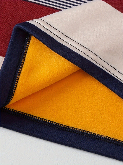 2 Pcs Men's Vintage Striped Thermal Base Layer Set - Moisture-Wicking Long Sleeve & Leggings for Skiing, Running, and Fitness - Hiccupzz