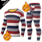 2 Pcs Men's Vintage Striped Thermal Base Layer Set - Moisture-Wicking Long Sleeve & Leggings for Skiing, Running, and Fitness - Hiccupzz