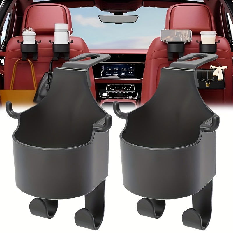 2 Pcs Multifunctional Car Seat Back Hooks, 2 In 1 Car Hook With Cup Holder, Car Interior Accessories - Hiccupzz